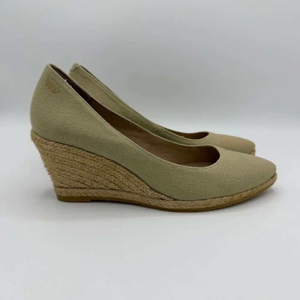 Viscata Barcelona Sand Roses Canvas Wedge Espadrilles Size EU 39 / US 8